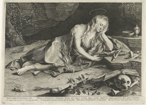 Boetvaardige Maria Magdalena in een grot door Lucas Vorsterman (I)