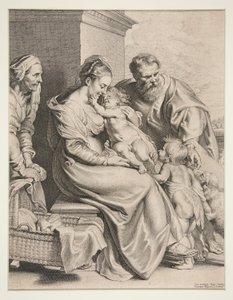 Heilige Familie met St. Johannes door Lucas Vorsterman the Elder