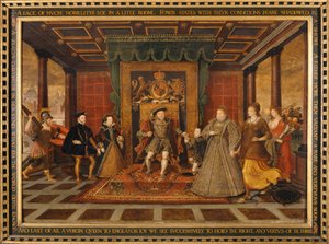 De familie van Hendrik VIII: Een allegorie van de Tudor-opvolging, 1572
