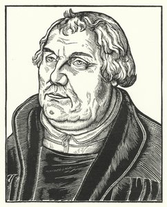 Portret van de Duitse protestantse hervormer Maarten Luther in latere jaren door Lucas the Elder (after) Cranach