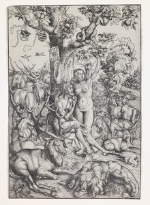 Adam en Eva in het paradijs door Lucas the Elder Cranach