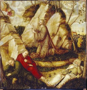 De doodsstrijd in de tuin van de Olijven door Lucas the Elder Cranach
