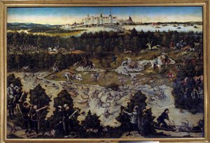 Jacht ter ere van Karel V in het kasteel van Torgau in Duitsland