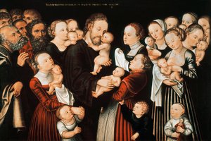 Jezus en de kinderen door Lucas the Elder Cranach