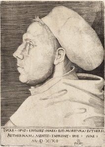 Martin Luther als een Augustijner monnik door Lucas Cranach de Oude 1521