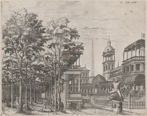 Landschap met Bomen, Twee Herten en een Paleistuin