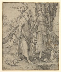 Abraham Verstuurt Hagar door Lucas van Leyden