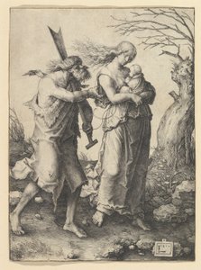 Adam en Eva na de verdrijving door Lucas van Leyden