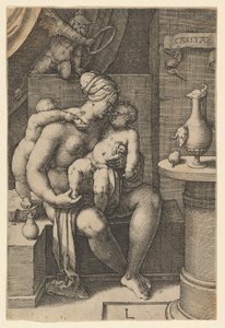 Liefdadigheid, uit de serie De Zeven Deugden door Lucas van Leyden