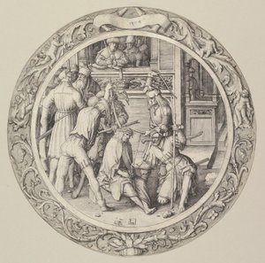 Christus gekroond met doornen, uit de Circulaire Passie, 1509 door Lucas van Leyden