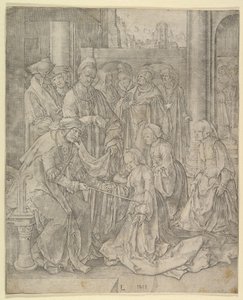 Esther voor Ahasveros door Lucas van Leyden