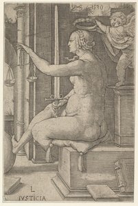 Gerechtigheid, uit de serie Deugden door Lucas van Leyden
