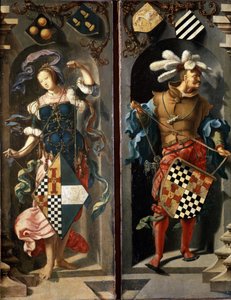 De genezing van de blinde van Jericho (zijpaneel) door Lucas van Leyden