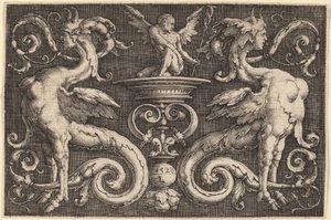 Ornament met Twee Sfinxen en een Gevleugelde Man