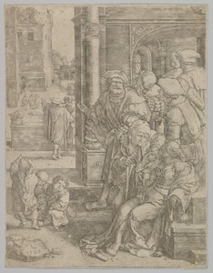 Dichter Vergilius opgehangen in een mand