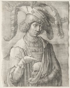 Portret van een jonge man met een schedel door Lucas van Leyden
