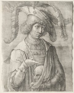 Portret van een jonge man met een schedel, ca. 1519 door Lucas van Leyden