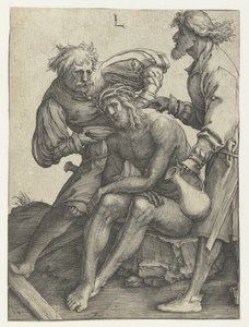 Soldaten geven Christus te drinken door Lucas van Leyden