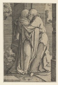 St. Joachim omhelst St. Anna, 1520 door Lucas van Leyden