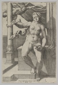 Matigheid, uit de serie Deugden door Lucas van Leyden
