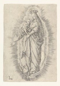 De gekroonde Maagd met Kind in Glorie, ca. 1512 door Lucas van Leyden