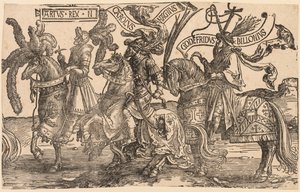 De Negen Helden: Arthur, Karel de Grote, Godfried van Bouillon door Lucas van Leyden