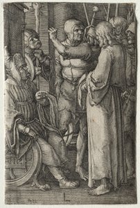 De Passie: Christus Voor de Hogepriester door Lucas van Leyden