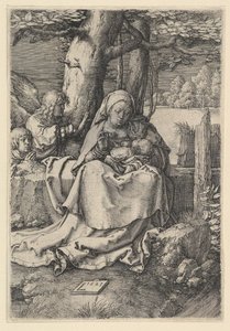 De Maagd en het Kind met twee engelen, 1523 door Lucas van Leyden