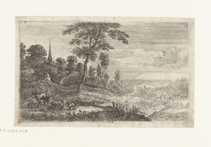 Landschap met een veehoeder door Lucas van Uden