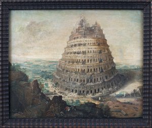Toren van Babel. Schilderij door Lucas Van Valkenborch (circa 1535-1597) door Lucas van Valckenborch