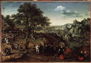 Landschap met een dorpsfeest