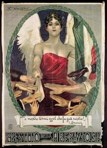 Italiaanse WOI Oorlogslening poster door Luciano Achille Mauzan