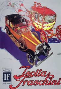 Poster reclame voor Isotta Faschini auto