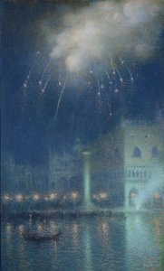 Vuurwerk boven Venetië door Lucien Levy Dhurmer