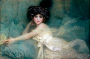 Portret van Juffrouw Carlier of, De Dame met de Tulband door Lucien Levy Dhurmer