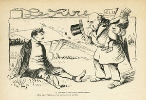 Illustratie in Le Rire, 30/03/12 - De Limoux-Palais-Bourbon race - Verkiezingen, Luchtvaart - Vedrines Jules (1881-1919) (gravure) door Lucien Metivet