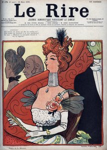 Vrouw in het theater - le rire du 12 mars 1898 (gravure) door Lucien Metivet