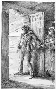 illustratie voor het lied "le retour du marin" (gravure) door Lucien Metivet