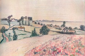 Van een tekening in gekleurde krijt door Lucien Pissarro door Lucien Pissaro