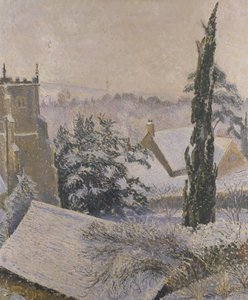 East Knoyle Kerk: Sneeuw, 1917 door Lucien Pissarro