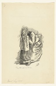 Huilende vrouw door Lucien Pissarro