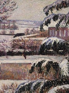 Impressie van Sneeuw, Eragny door Lucien Pissarro