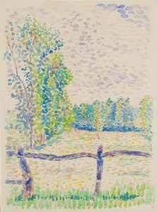 La Barriere, Eragny Weiden, ca. 1886 door Lucien Pissarro
