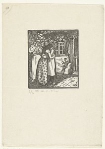 Ruth en Naomi omhelzen elkaar door Lucien Pissarro