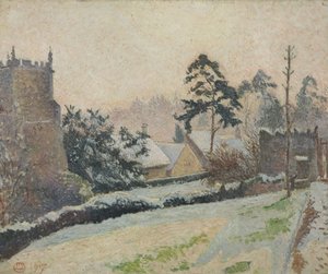 Sneeuwscène in East Knoyle, Wiltshire, Engeland