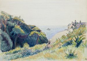 Het Huis van de Kustwacht, Ecclesbourne, 1918 door Lucien Pissarro
