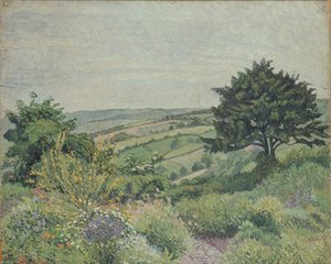 De cottage tuin, visvijver, 1915 door Lucien Pissarro