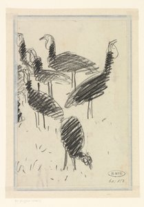 Zes vogels door Lucien Pissarro