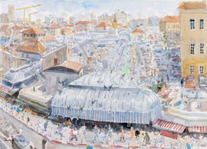 Uitzicht vanaf het balkon, Mahane Yehuda, Jeruzalem door Lucy Willis