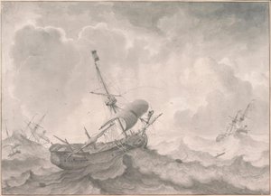 L. Backhuysen, Schepen op een stormachtige zee door Ludolf Backhuysen